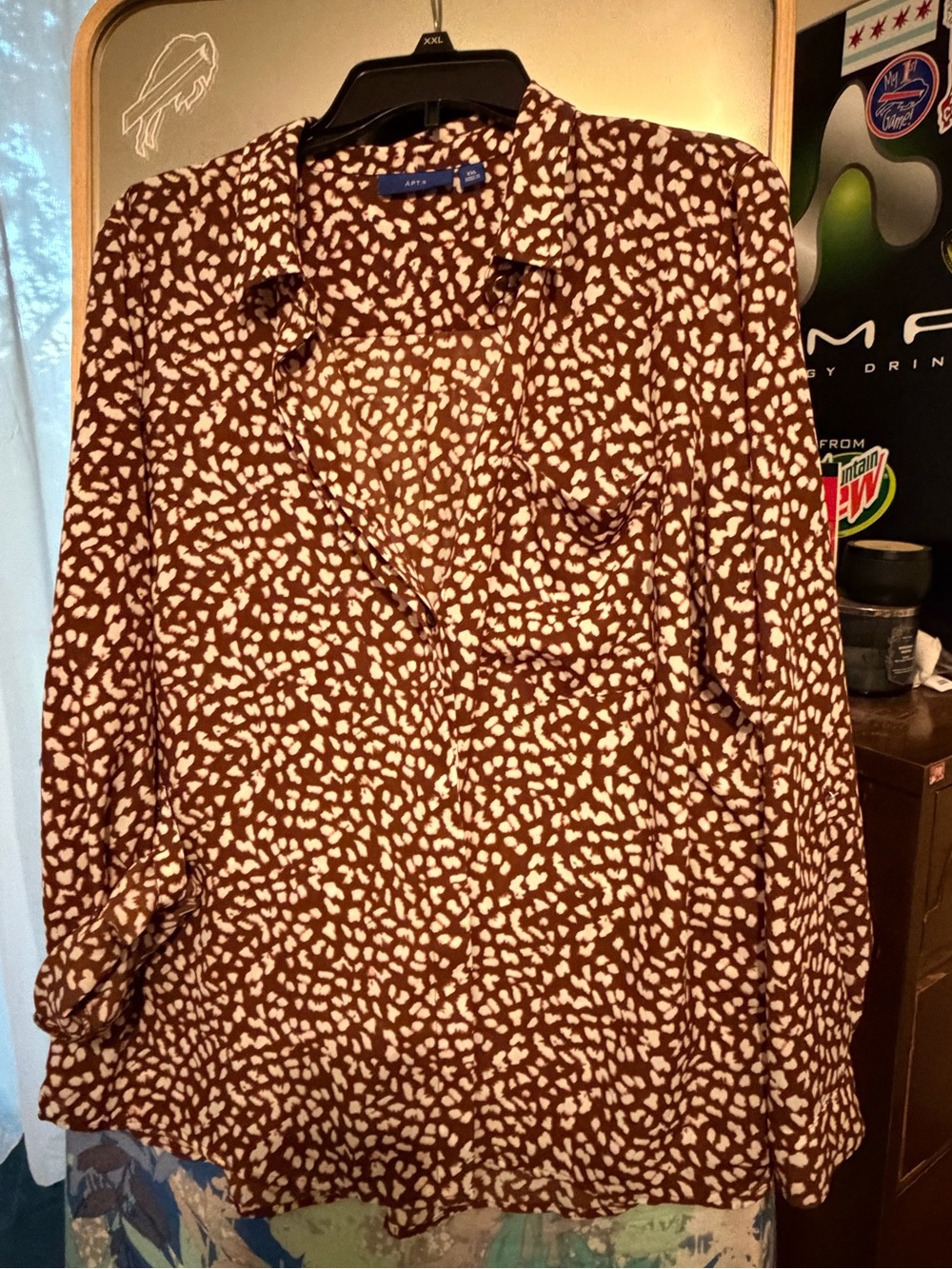 Apt. 9 Brown and Cream Abstract Print Blouse